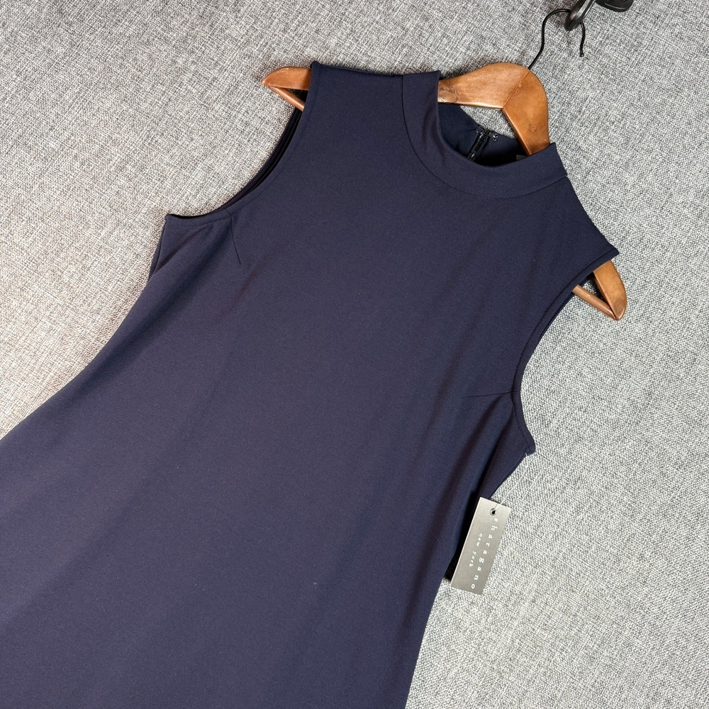Sharagano Sheath Dress‎ Women 6 Navy Mock Neck Sleeveless New with Tags
